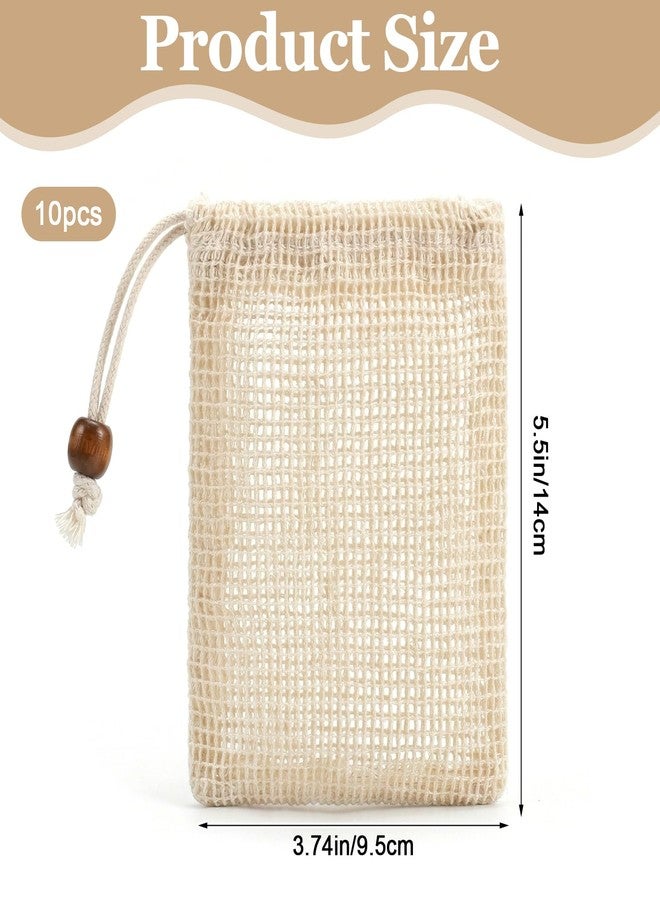 Bruislard Soap Bag 10 Pack Soap Saver Bag Mesh Soap-Bags Natural Sisal Foaming Drying Soaps Holder for Shower (Pure Cotton - Image 2