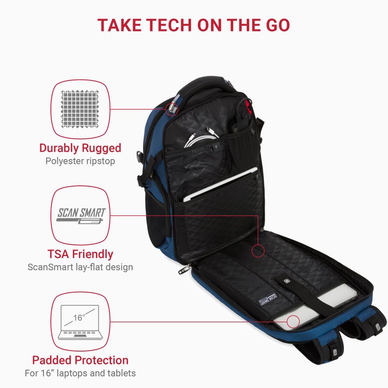SWISSGEAR SwissGear 5358 USB Scansmart Laptop Backpack, Blue/Black, Large, 5358 Usb Scansmart Laptop Backpack  - Image 2