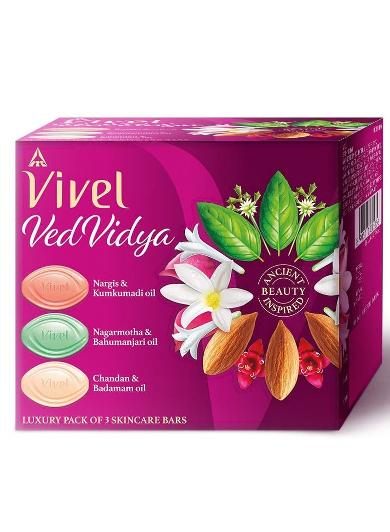Vivel VedVidya Luxury Pack of 3 Skincare Soaps - Image 1