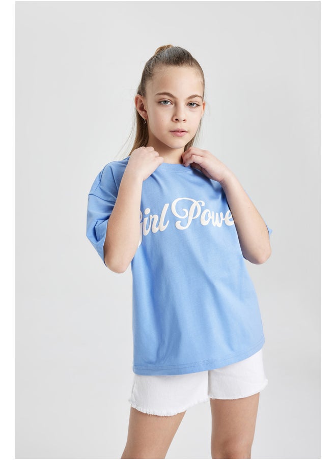 DeFacto - Girl Oversize Fit Knitted Short Sleeve Body - Image 1