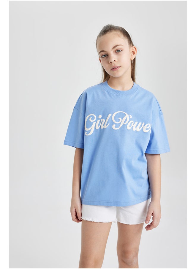 DeFacto - Girl Oversize Fit Knitted Short Sleeve Body - Image 1