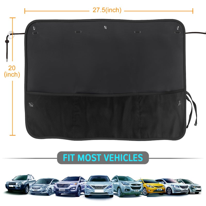 DIZA100 Car Sun Shade Side Window, 2 Pcs Blackout Car Window Shade for Baby Privacy with Storage Net Pockets Auto Curtains 7 Suction Cups for Heat/UV Protection Sun Block Covers - Image 5
