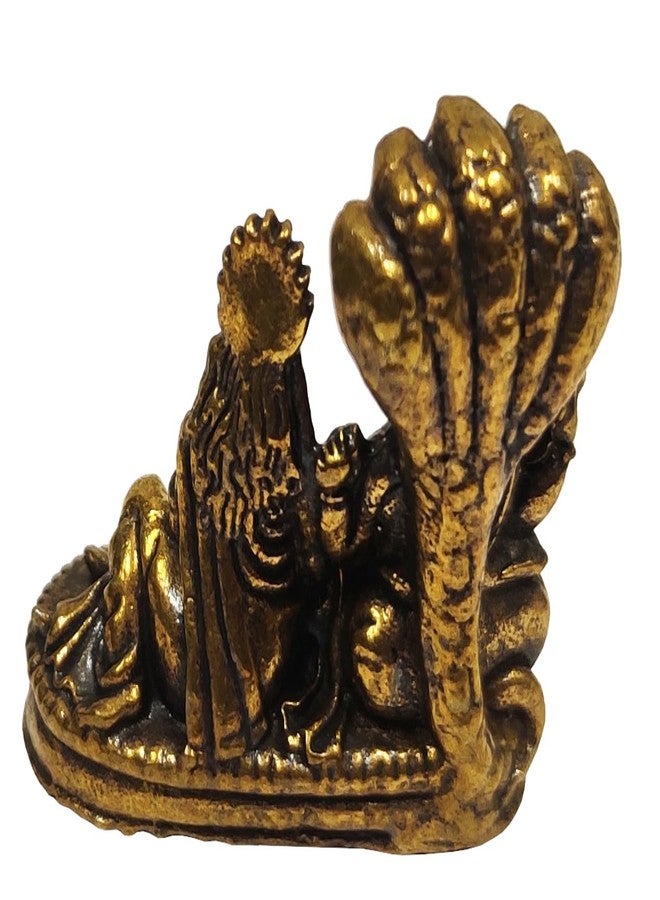 بيربلديب تمثال نحاسي مصغر نادر من Purpledip Vishnu Lakshmi على Sheshnag: Anantashayi Anand Shayan تمثال معبد Padmanabha Swami في وضعية النوم (12698Z10) - Image 5