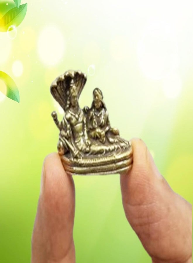 بيربلديب تمثال نحاسي مصغر نادر من Purpledip Vishnu Lakshmi على Sheshnag: Anantashayi Anand Shayan تمثال معبد Padmanabha Swami في وضعية النوم (12698Z10) - Image 1