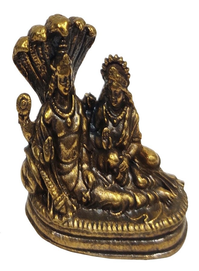 بيربلديب تمثال نحاسي مصغر نادر من Purpledip Vishnu Lakshmi على Sheshnag: Anantashayi Anand Shayan تمثال معبد Padmanabha Swami في وضعية النوم (12698Z10) - Image 2