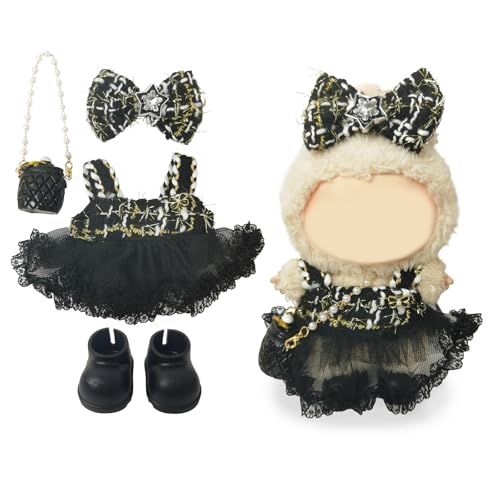 NEOVISTA Clothes Compatible with LABUBU Doll 4PCS Gothic Lace Set 17cm Doll Clothes Designer Outfit for Starry Punk Theme Chic Stylish Accessories for Labubu No Doll Dark Star Muse - Image 1