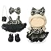 NEOVISTA Clothes Compatible with LABUBU Doll 4PCS Gothic Lace Set 17cm Doll Clothes Designer Outfit for Starry Punk Theme Chic Stylish Accessories for Labubu No Doll Dark Star Muse - Image 3