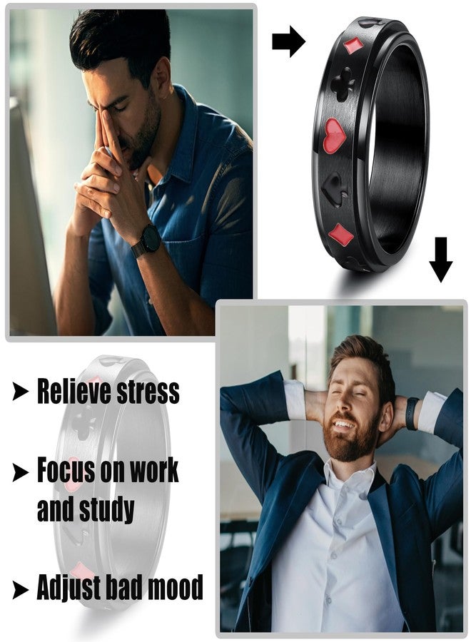 Besteel 16Pcs Stainless Steel Fidget Rings for Men Women Non Tarnish - Anxiety Relief Smooth Black Spinner Ring Set Mens Wedding Band Daily Engagement Promise Rings Jewelry Gift Comfort Fit Size 10 - Image 3