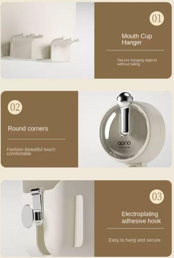 Bayleef Toothbrush Rack Non-Perforated Mouthwash Cup Brush Cup Toilet Wall-Mounted Household Toothpaste Toothbrush Rack Luxurious and Modern Look - Image 4