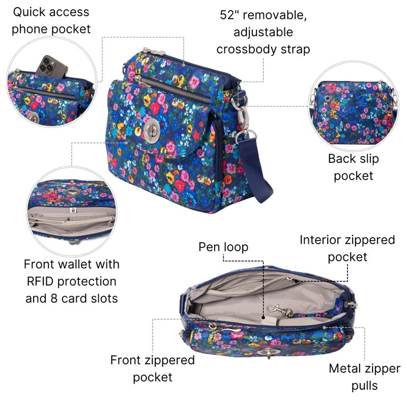 Baggallini Calais Crossbody Bags for Women 9.5"x7" Travel Handbag Purse w/RFID Front Wallet Lightweight Water-Resistant - Image 4