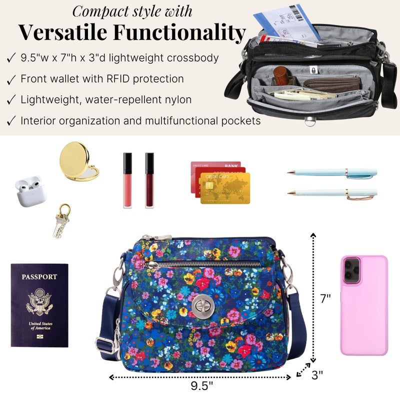 Baggallini Calais Crossbody Bags for Women 9.5"x7" Travel Handbag Purse w/RFID Front Wallet Lightweight Water-Resistant - Image 5
