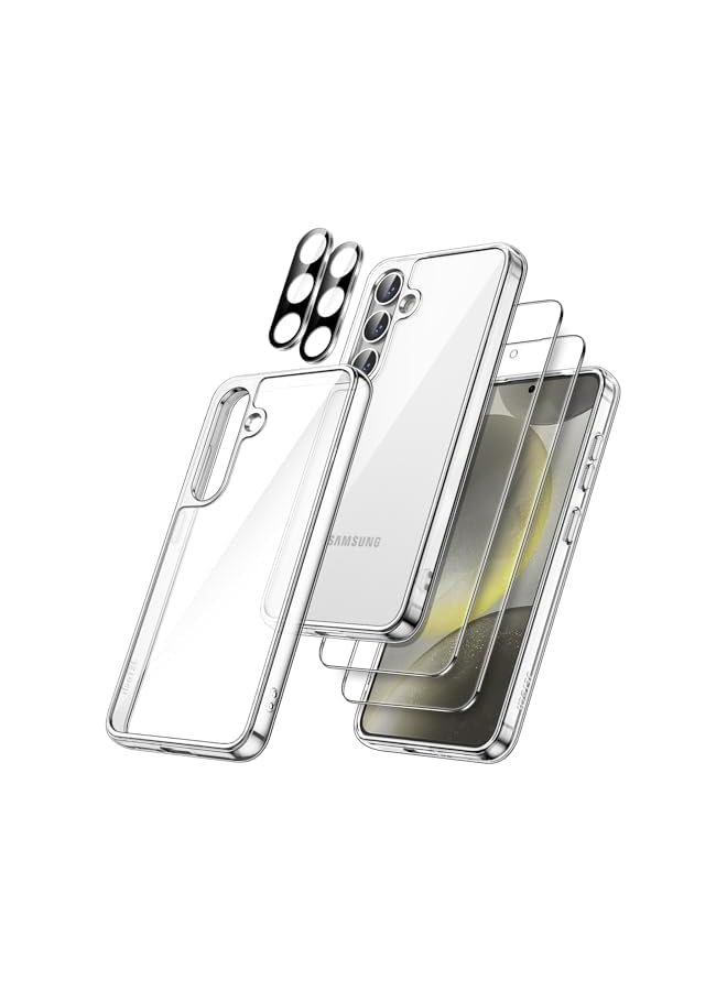 JETech 5 in 1 Case for Samsung Galaxy S24 5G with 2-Pack Each Tempered Glass Screen Protector and Camera Lens Protector, Non-Yellowing Shockproof Bumper Phone Cover (Clear) - Image 1