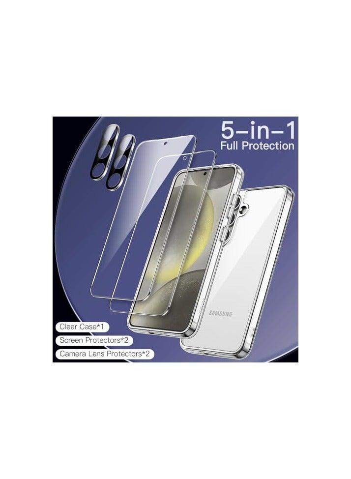 JETech 5 in 1 Case for Samsung Galaxy S24 5G with 2-Pack Each Tempered Glass Screen Protector and Camera Lens Protector, Non-Yellowing Shockproof Bumper Phone Cover (Clear) - Image 5