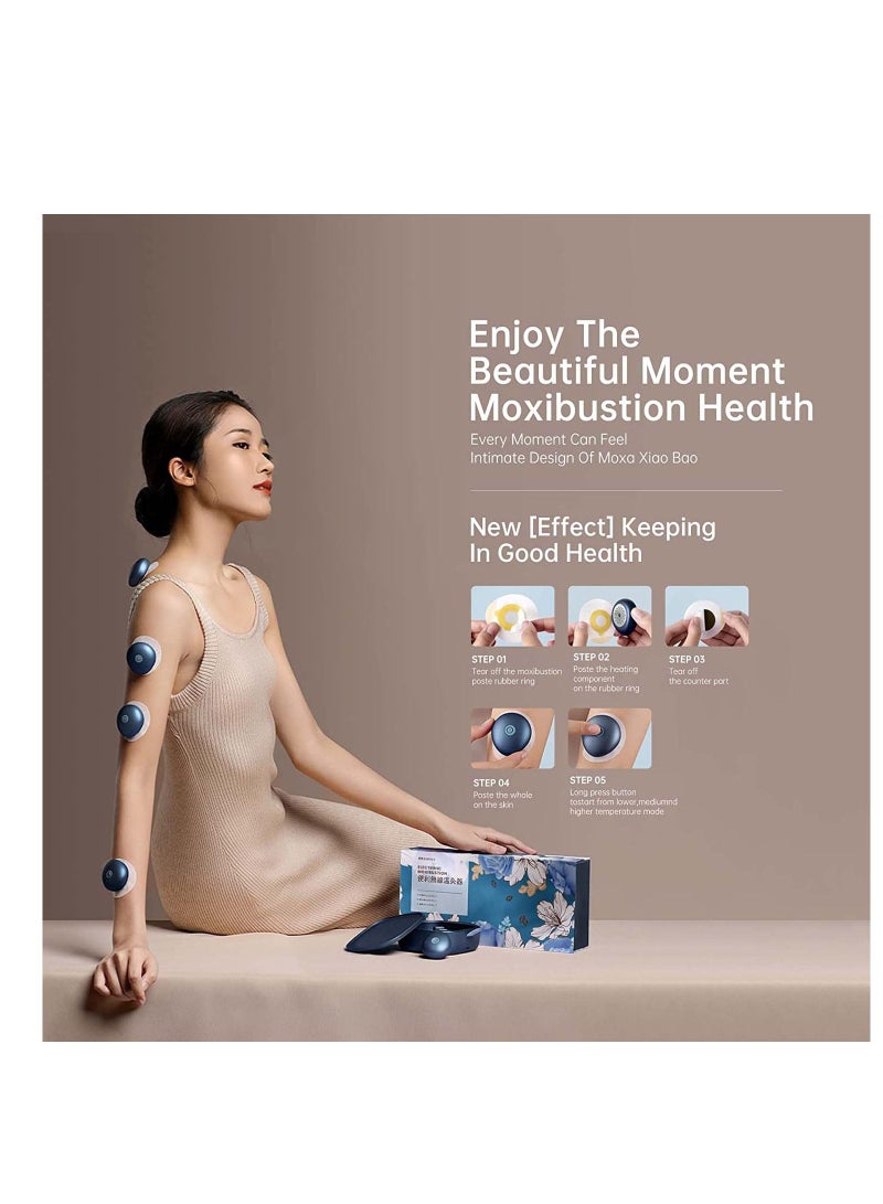 SYOSI Electric Heating Moxibustion Patch,5 Pack, Mugwort Sticker, Wireless Charging Portable Hot Stones Massage Set with Warmer, Smokeless and Fireless - Image 2
