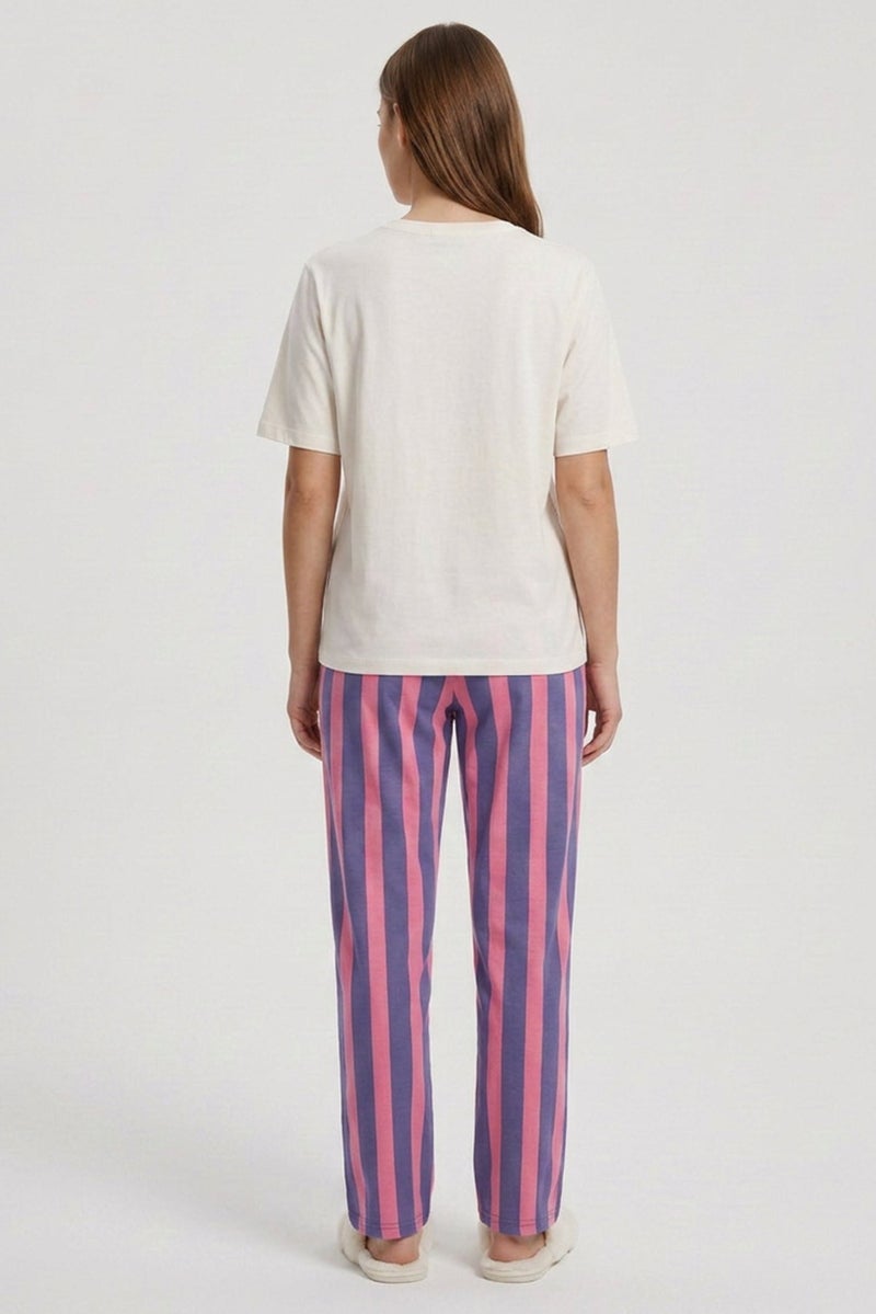 Threadbare Women Graphic Print Short Sleeve Top And Bottom Pajama Set, Multicolor - Image 4