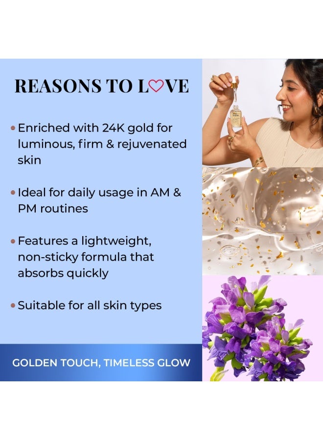 Just Herbs 24K Gold Bakuchiol Face Serum | Anti-Aging, Skin Firming & Hydrating | Fights Wrinkles, Improves Elasticity | For All Skin Types | 30ml - Image 4