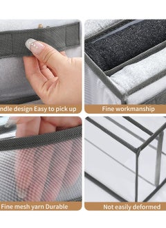 KASTWAVE Drawer Organizers for Clothing, Wardrobe Clothes Visible Organizer with Handles, 7 Grids Clothes Organizer for Folded Clothes, Jeans Organizer for Closet, Wardrobe, Drawer, Gray (2 Pcs Large + Small)  - Image 5
