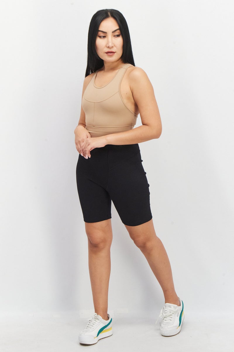NA-KD Hunkemoller x NA-KD Women Textured Pull On Shorts, Black - Image 3