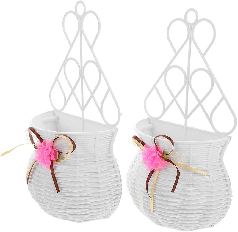 2pcs Rattan Wall Decor Hanging Flower Pots Artificial Hanging Plants for Home Office Garden No Drill Design - Image 1