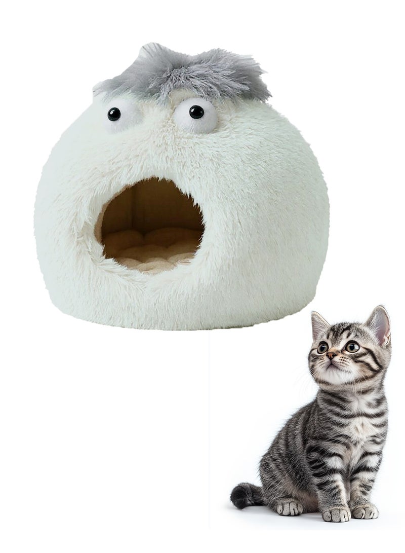 Pet Cat House Closed Cat Litter Comprehensive Thermal Belt Plush Bottom Non-Slip Not Easy To Collapse White - Image 1