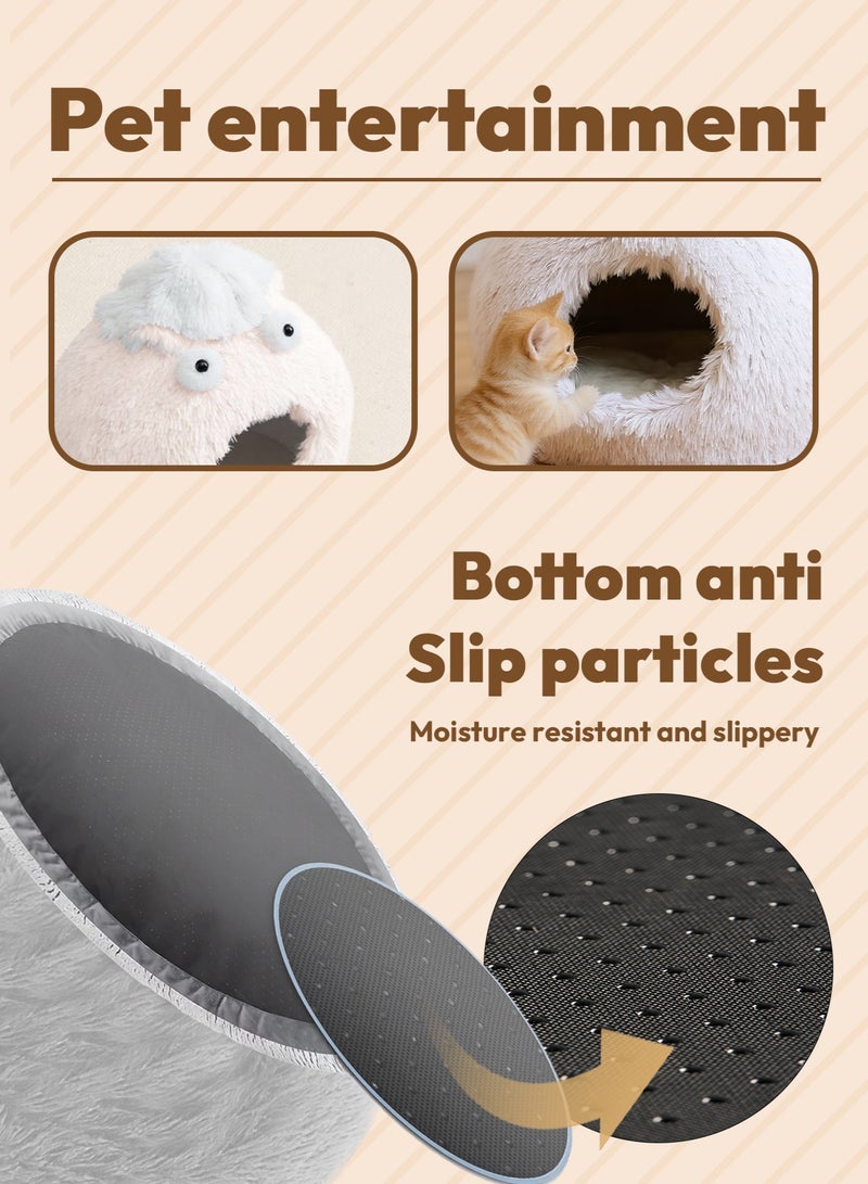 Pet Cat House Closed Cat Litter Comprehensive Thermal Belt Plush Bottom Non-Slip Not Easy To Collapse White - Image 4