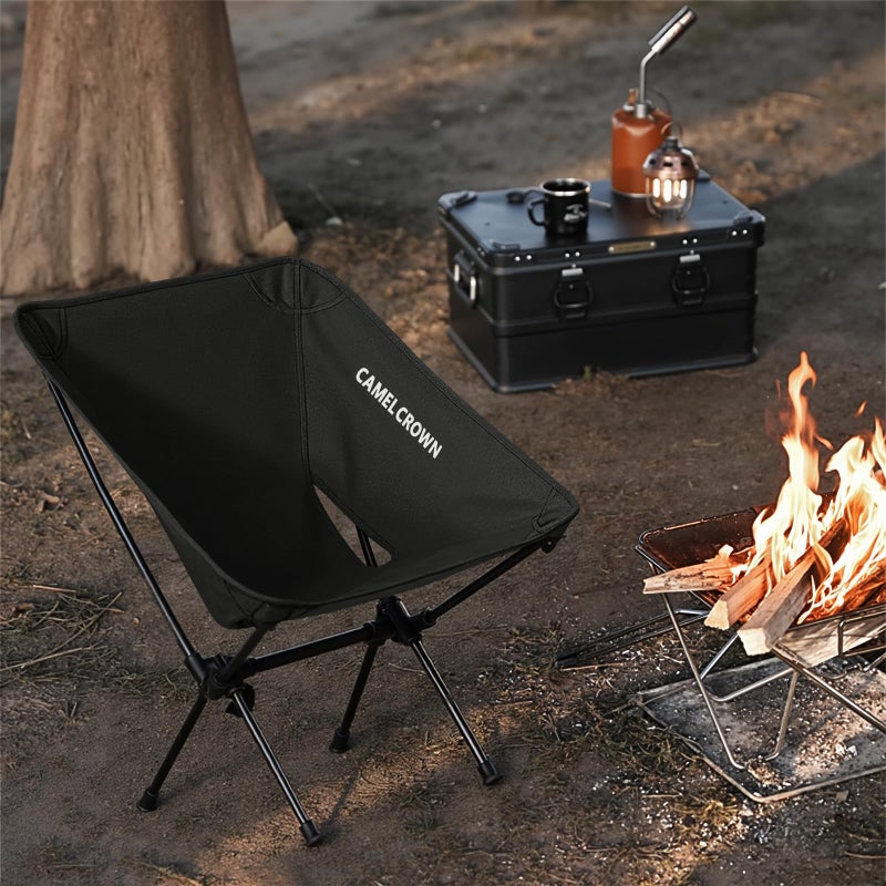 CAMEL CROWN Portable Camping Chair Folding Compact Lawn Lightweight Backpacking Chair with Carry Bag for Outdoor Hiking Beach Travel Picnic Festival Black 2pc - Image 2