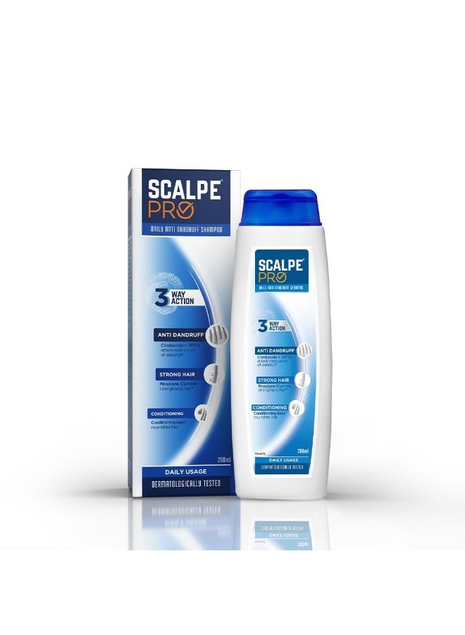 Scalpe Pro Daily Anti-Dandruff Shampoo | Removes Dandruff from Source | Helps with Itching, Irritation & Redness accompanying Dandruff | Scalpe Science | Climbazole & ZPTO Formulation | Strong & Smooth Hair | Daily Use | Dermatologically Tested Solution | For Women & Men | 200ml. - Image 1