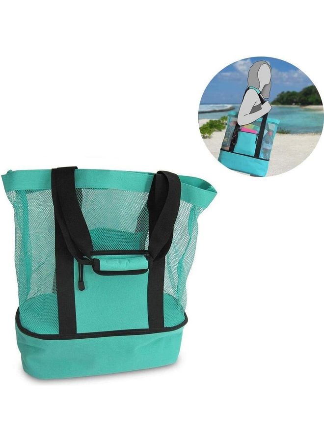 NIBEMINENT Mesh Large Beach Tote Zipper with Insulated Cooler Bag  - Image 4
