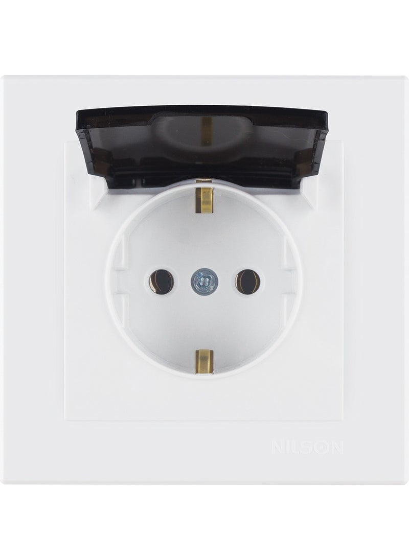 Nilson Alegra White Covered Grounded Socket  - Image 1