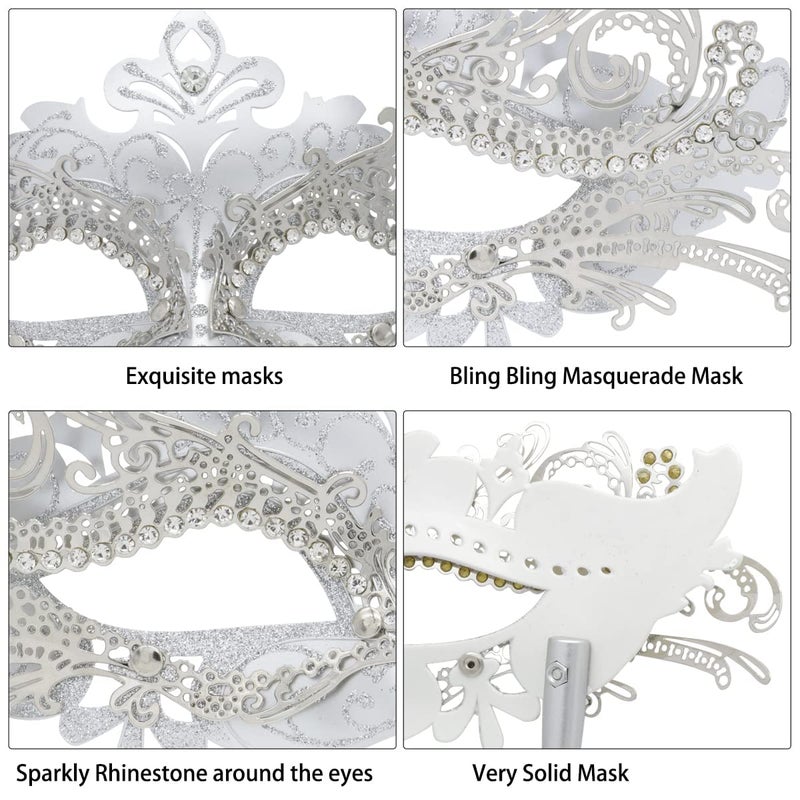 Coddsmz Masquerade Mask with Holding Stick Venetian Halloween Costume Mask Mardi Gras Mask for Womens Party - Image 5