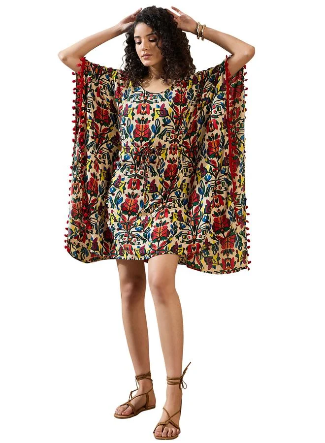 Stylestone  Multi Colored Printed Mini Kaftan Dress for Women | Best Price UAE
