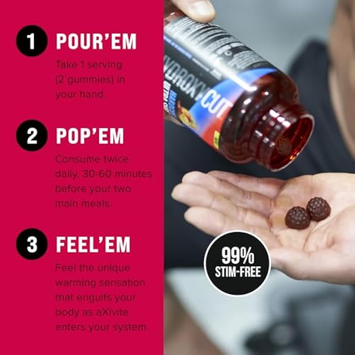 Hydroxycut Hardcore Ultra Shred Gummies, Sweet Heat - 99% Stimulant Free - Includes Capsaicin & B Vitamins - for Women & Men - Image 5