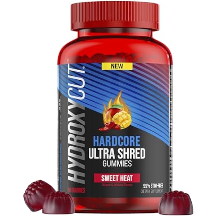 Hydroxycut Hardcore Ultra Shred Gummies, Sweet Heat - 99% Stimulant Free - Includes Capsaicin & B Vitamins - for Women & Men - Image 1