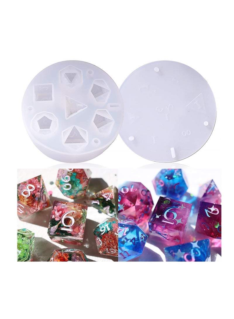 Excefore Dice Molds for Resin, Integrated DND Dice Resin Mold with 7 Standard Polyhedral Sharp Edge Dice Cavities, Easy to Making Silicone Molds for Epoxy Resin, DIY Dices Making,Level Up Your Tabletop Gaming - Image 1