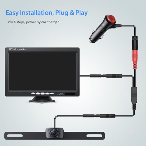 eRapta Backup Camera for Truck 7''HD 2K Front/Rear View Monitor kit IP69 Waterproof Night Vision DIY Grid Lines for Car RVs Trucks Tractors Bus Semi-Trailers Pickup AY7 - Image 3