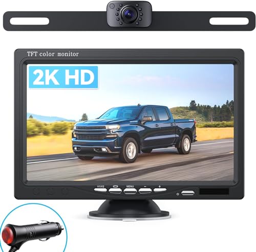 eRapta Backup Camera for Truck 7''HD 2K Front/Rear View Monitor kit IP69 Waterproof Night Vision DIY Grid Lines for Car RVs Trucks Tractors Bus Semi-Trailers Pickup AY7 - Image 1