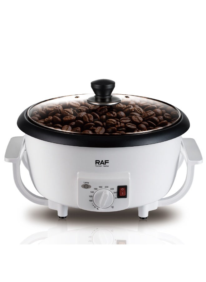 آر إيه أف محمصة قهوة كهربائية RAF R.15601 - ماكينة تحميص حبوب قهوة منزلية بقوة 800 واط مع تحكم قابل للتعديل في درجة الحرارة، وحوض غير لاصق وغطاء شفاف - Image 2