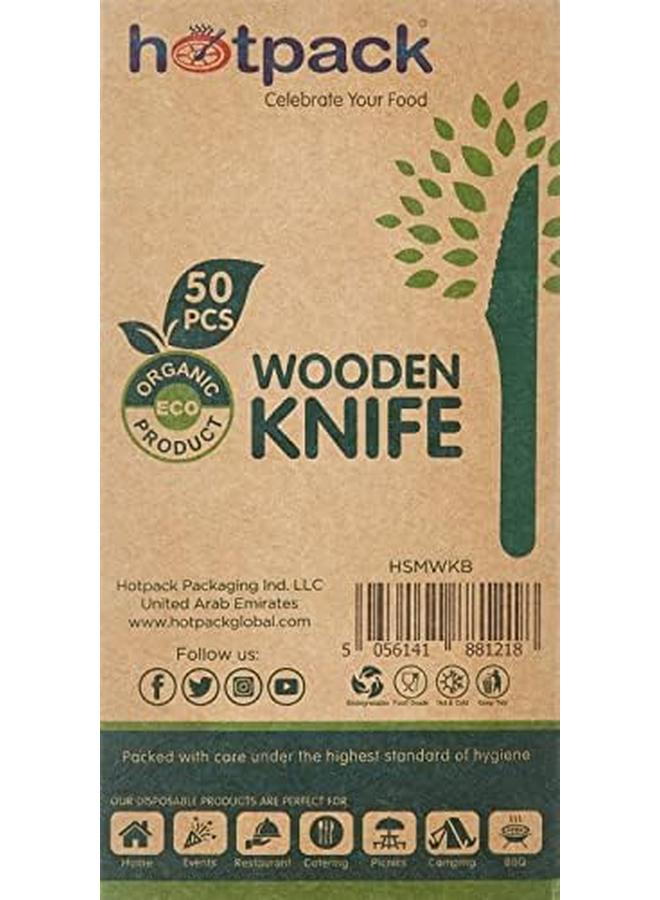 Hotpack Eco Friendly Disposable Wooden Knife50 Pieces' 50 Units - Image 2