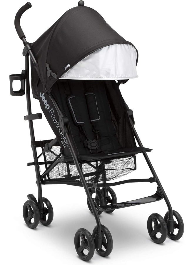 Delta Children Jeep PowerGlyde Plus Stroller - Lightweight Travel Stroller with Smoothest Ride, Aluminum Frame, 4-Position Recline, Extra Large Storage Basket, Black - Image 1