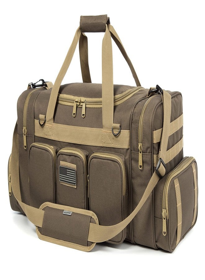 K-Cliffs Tactical Range Duffel Heavy Duty Military Molle Gear Travel Sports Gym Bag Lockable Zippers with US Flag Patch, 22 Inch Khaki, 22 Inch Khaki, - Image 2