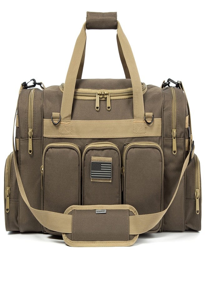 K-Cliffs Tactical Range Duffel Heavy Duty Military Molle Gear Travel Sports Gym Bag Lockable Zippers with US Flag Patch, 22 Inch Khaki, 22 Inch Khaki, - Image 1
