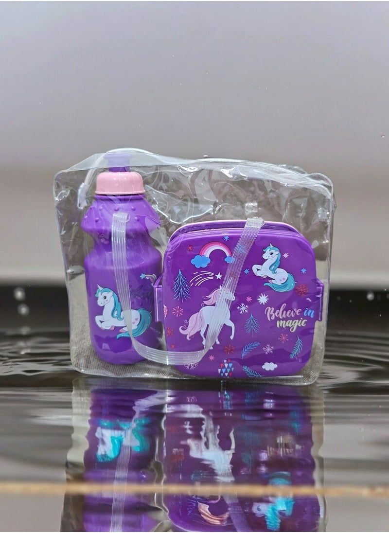 Generic Mini lunch box for storing food, two rows, and a water bottle.  - Image 1