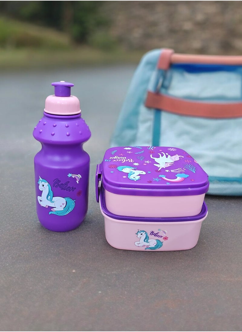 Generic Mini lunch box for storing food, two rows, and a water bottle.  - Image 2