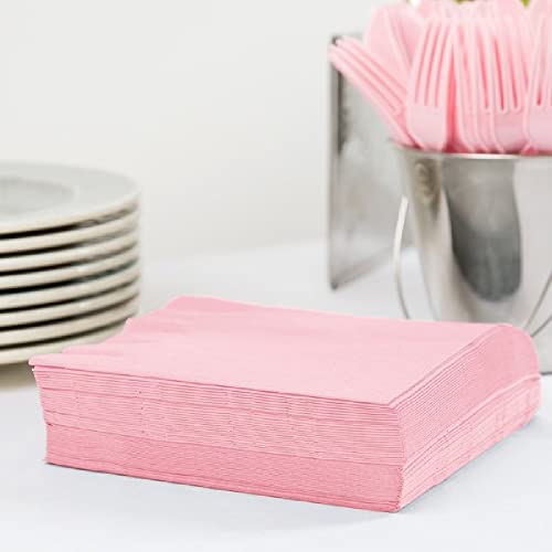 Creative Converting 240 Count Celebrations Lunch Paper Napkins, Classic Pink - Image 3