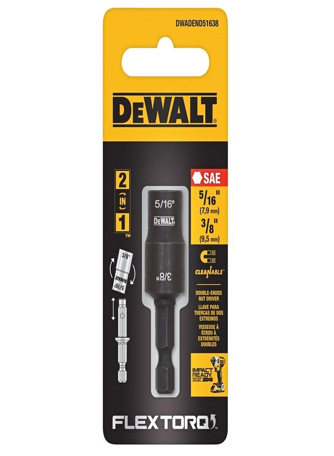 DEWALT FLEXTORQ Socket and Short Extension, SAE, 2 in 1, 5/16 & 3/8 Socket, Double Ended Nut Driver (DWADEND51638) - Image 5