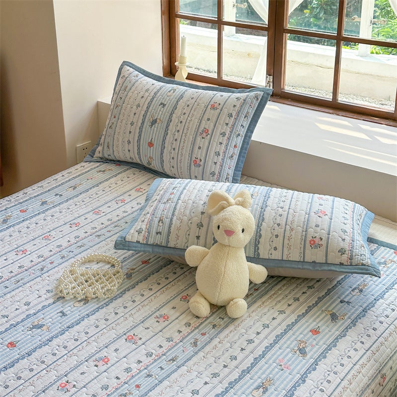 South Korea Ins Quilted Cotton Bed Cover Three-Piece Cotton Floral Quilted Bed Sheet Tatami Stitching Bed For Four Seasons - Image 3