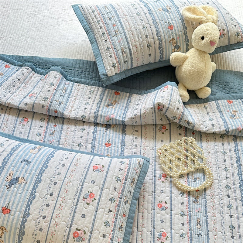 South Korea Ins Quilted Cotton Bed Cover Three-Piece Cotton Floral Quilted Bed Sheet Tatami Stitching Bed For Four Seasons - Image 4