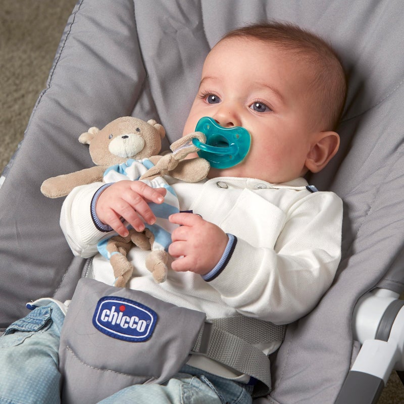 Chicco حامل مصاصة شيكو بوكيت باديس الناعم - دمية محببة، لعبة حيوانية مريحة 0م+، دب أزرق - Image 2