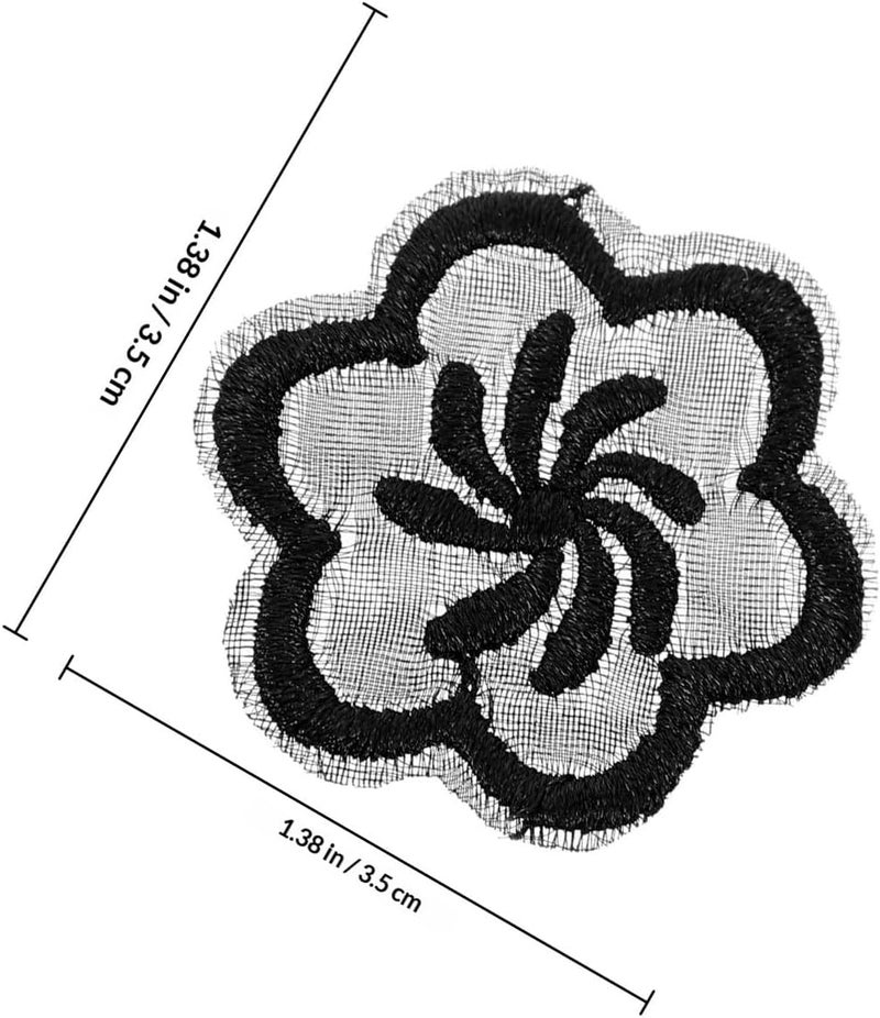 20 Pcs Black Floral Organza Fabric Applique Patches, Decorative DIY Sewing Clothes and Coat Repair Accessories for Hats, Jackets, and Bedding - Image 2