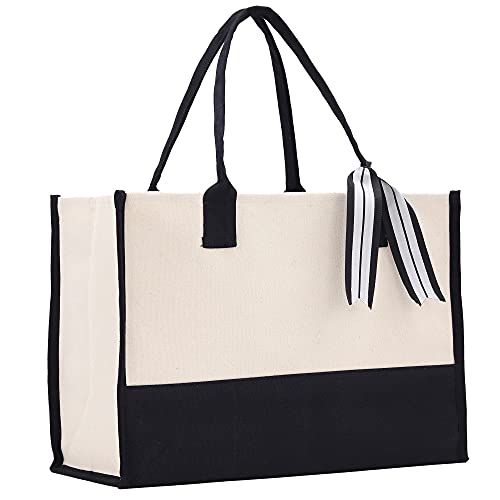 VANESSA ROSELLA Monogram Tote Bag with 100% Cotton Canvas and a Chic Personalized Monogram (Plain) - Image 1